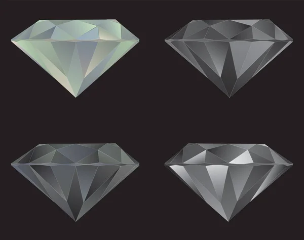 Brillante juego de diamantes en fondos blancos y negros — Vector de stock