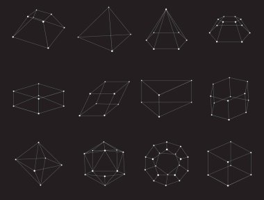 Hacim geometrik renkli şekiller kümesi. Yalan makinesi koleksiyonu