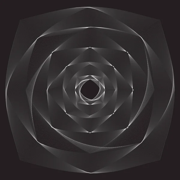 Abstracte lineaire zwart-wit spiraal achtergrond — Stockvector