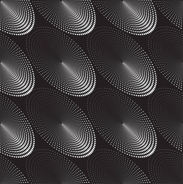 Patrón o textura espiral vectorial de medio tono sin costura punteada — Vector de stock