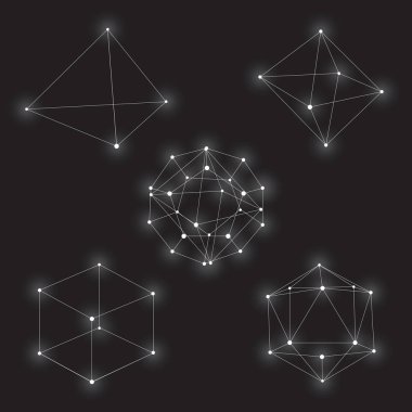 Hacim geometrik siyah-beyaz şekiller kümesi