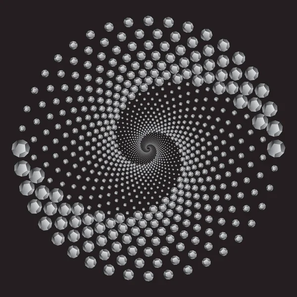 Точечный Полутоновый Векторный Спиральный Рисунок Текстура Фон Точки Додекаэдрами — стоковый вектор