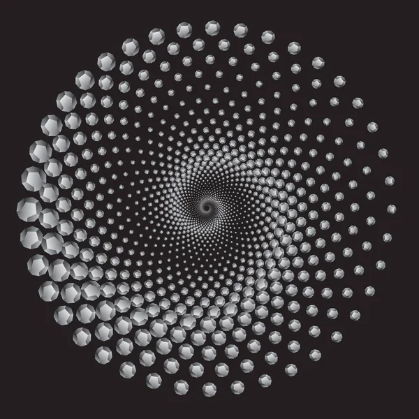 Точечный Полутоновый Векторный Спиральный Рисунок Текстура Фон Точки Додекаэдрами — стоковый вектор