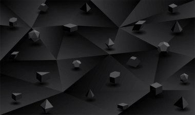 Gri geometrik hacimli şekilli soyut Geometrik Arkaplan. Yüksek Doygunluklu Gradyanlar. Farklı Geometrik Şekiller 