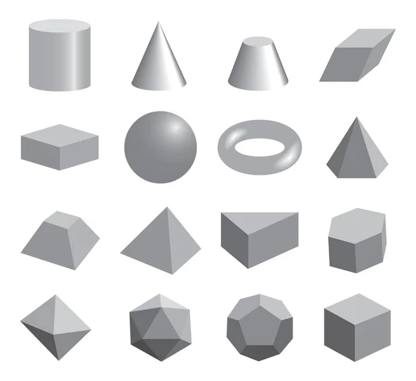 Set Forme Geometriche Colorate Volumetriche Illustrazione Vettoriale — Vettoriale Stock