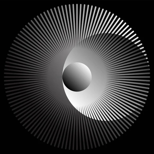 Abstrakter Linearer Schwarz Weißer Spiralhintergrund Hochgesättigt Gradienten Verschiedene Geometrische Formen — Stockvektor