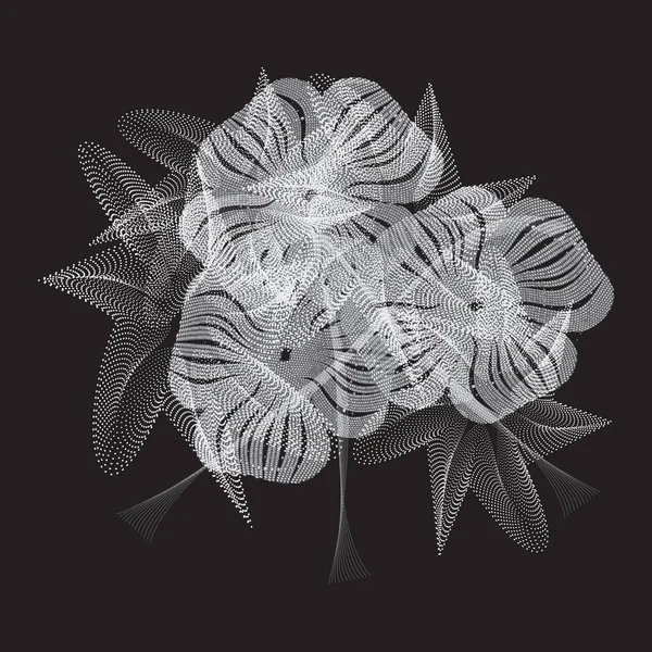 Цветы Точечный Полутоновый Векторный Рисунок Текстура Задний План Белыми Кругами — стоковый вектор