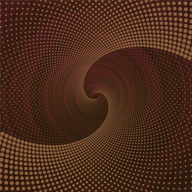 Noktalı Yarım Tonlu Vektör Döner Deseni ya da Doku. Kahverengi Çemberli Nokta Arkaplanı