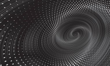 Noktalı Yarım Tonlu Vektör Deseni veya Doku. Gri Çemberli Nokta Arkaplanı