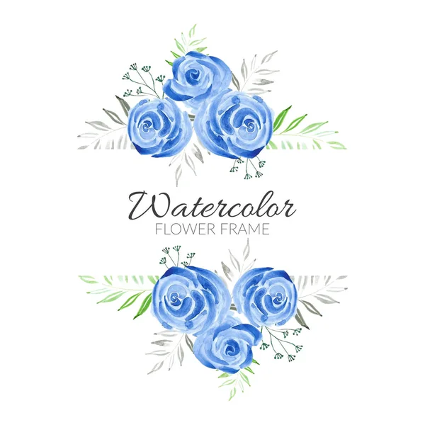 Aquarelle Cadre Peint Main Fleur Couleur Bleue — Image vectorielle