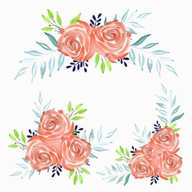 Güzel suluboya gül buketi koleksiyonu