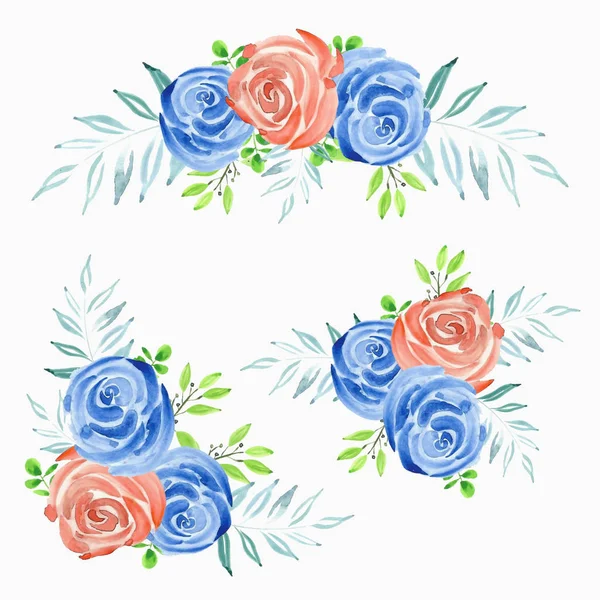 バラの花の花束の装飾のセット — ストックベクタ