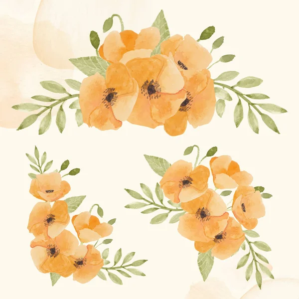 Orangefarbener Blumenstrauß Aquarellmalerei — Stockvektor