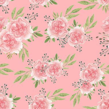 Çiçek desenli suluboya karanfil desenli pembe desen