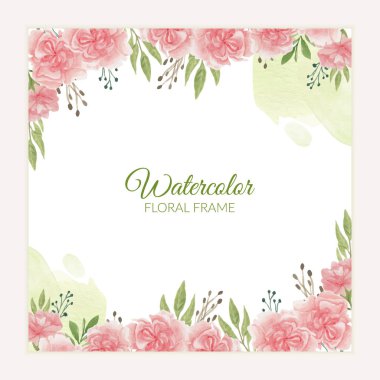 Suluboya pembe çiçek çerçeveli çok amaçlı arkaplan