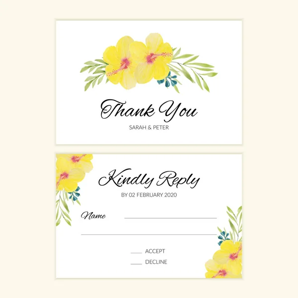 Modèle Carte Rsvp Pour Mariage Dans Style Floral Aquarelle — Image vectorielle