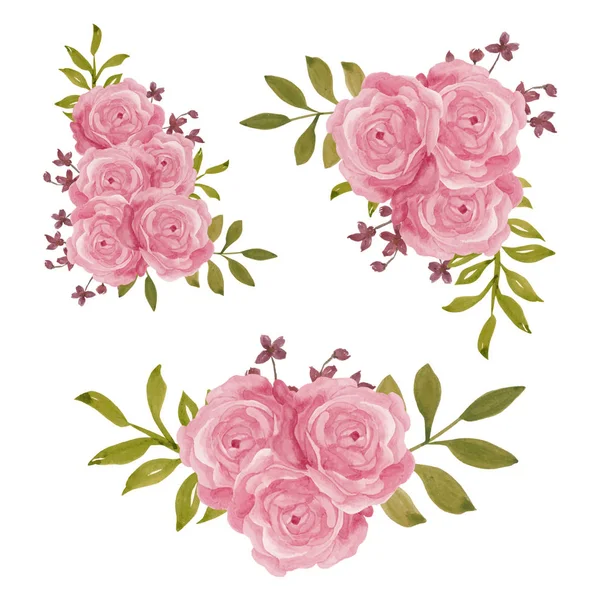 Rosa Rosa Flor Decoración Vintage Acuarela Estilo — Vector de stock