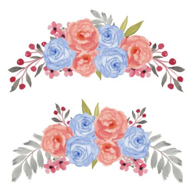 Suluboya renkli gül çiçek düzenleme koleksiyonu