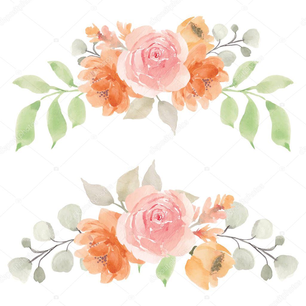 Watercolor illustration of rose flower decoration