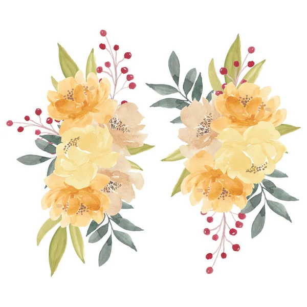 Aquarelle Fleur Pivoine Jaune Motif Sans Couture — Image vectorielle