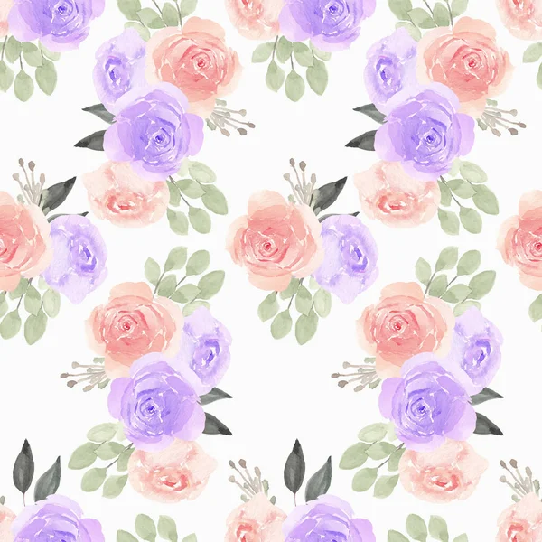 Watercolor Seamless Pattern Rose Flower Illustration — Stock Vector