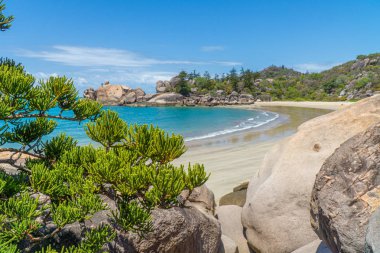 Manyetik Ada 'nın mavi sularıyla paradisiacal plajı.