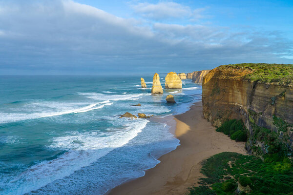 The Twelve Apostles are limestone rocks up to 60 metres high, st