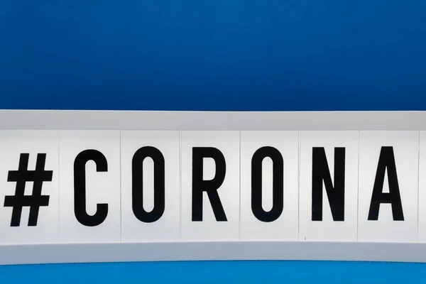 Light Box Inscription Corona Blu — Stock Photo, Image