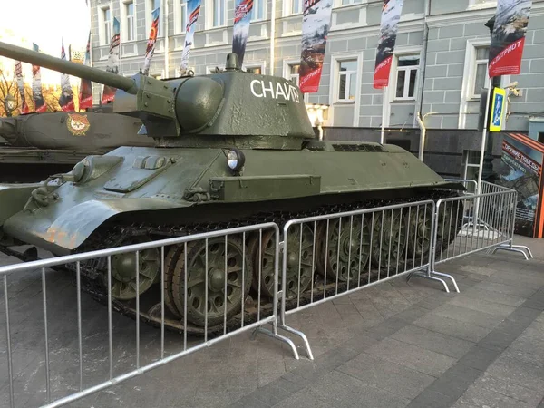 Stare Czołgi Wystawiane Podczas Parady Wojskowej Moskwie — Zdjęcie stockowe