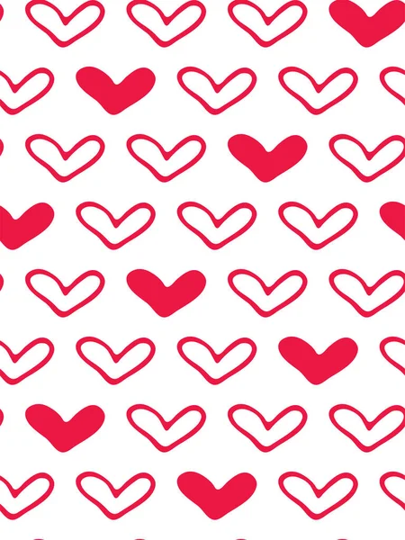 I love you. Valentine's day greeting card with a heart. Hand drawn design elements. Seamless pattern of hearts. Vector illustration. Declaration of love. Red hearts isolated on a white background