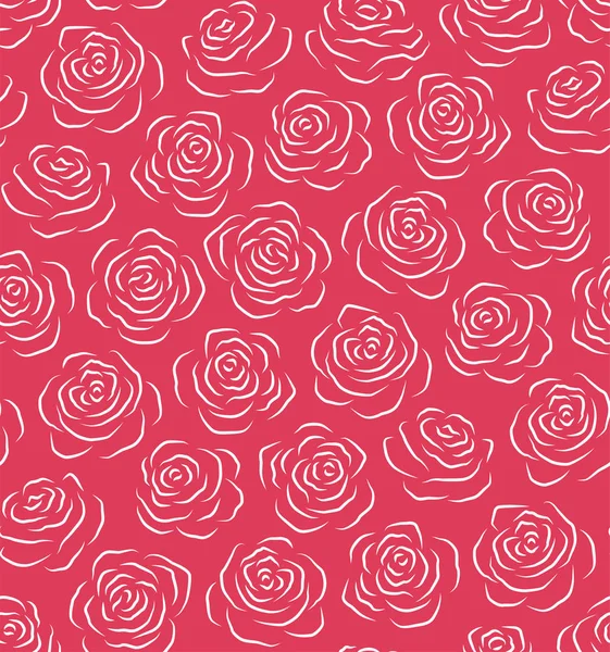 Vektor Illustration Weiße Rosen Isoliert Auf Rotem Hintergrund Silhouette Einer — Stockvektor