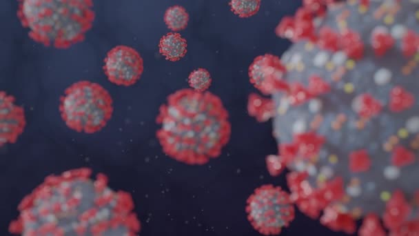 Visualización microscópica de partículas de Coronavirus - 3D render — Vídeo de stock