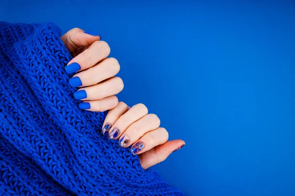 Classic blue manicure. The trend of the year. Color 2020.