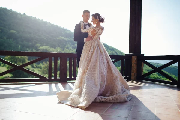 The first dance of the young. The bride and groom are dancing their first dance.