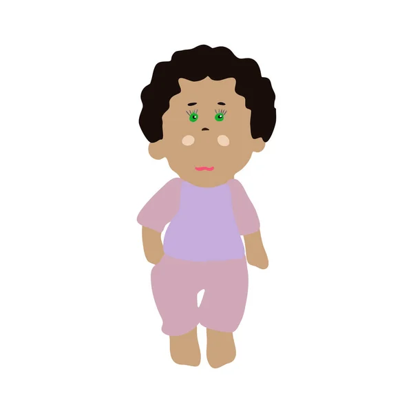 Cute little curly black haired girl preschooler. Child in costume. Vector illustration — Stock Vector