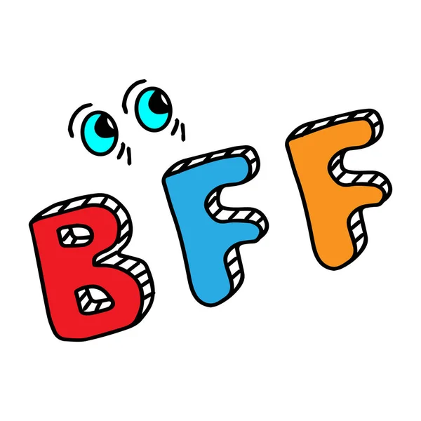 Bff Schriftzug beste Freunde für immer handgeschriebene Buchstaben Vektor Illustration — Stockvektor