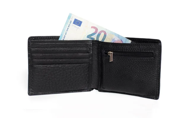Peníze Které Končí Peněžence Bílém Pozadí Euro Bankovky Koronavirus Karanténa — Stock fotografie