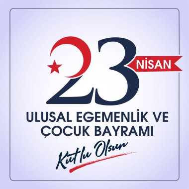 (23 Nisan Ulusal Egemenlik ve Cocuk Bayrami, 100.yili Kutlu Olsun. Kutlama Tebrik Karti) 100. yıl. 23 Nisan, Ulusal Egemenlik ve Çocuklar Günü Türkiye kutlama kartı. vektör illüstrasyonu.