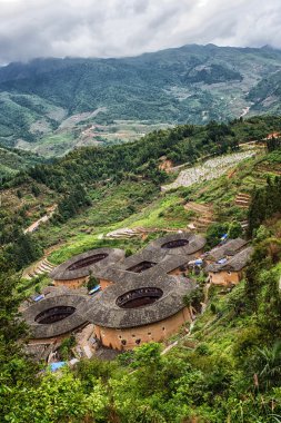 Fujian Eyaleti Ch hakka Tulou geleneksel Çince konut