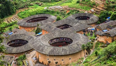 Fujian Eyaleti Ch hakka Tulou geleneksel Çince konut