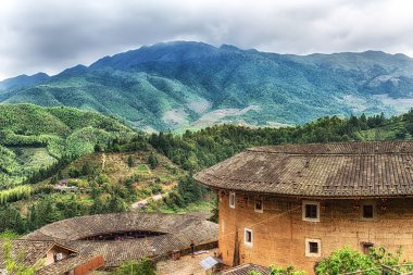 Fujian Eyaleti Ch hakka Tulou geleneksel Çince konut