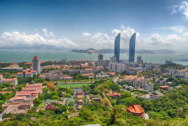 Çin'deki Merkezi Xiamen görünümünü skyskapers Hdr ile