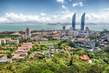 Çin'deki Merkezi Xiamen görünümünü skyskapers Hdr ile