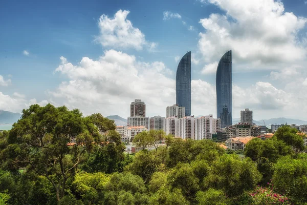 Xiamen Nuevo Hito Torres Gemelas Comercio Mundial Estrecho Edificio Porque —  Fotos de Stock
