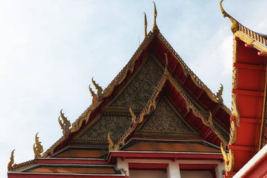 Bangkok, Tayland - Wat Kalayanamit Woramahawiharn Kraliyet buddha Tapınağı. Ünlü Asya antik mimari Simgesel Yapı ve seyahat hedef