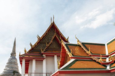 Bangkok, Tayland - Wat Kalayanamit Woramahawiharn Kraliyet buddha Tapınağı. Ünlü Asya antik mimari Simgesel Yapı ve seyahat hedef