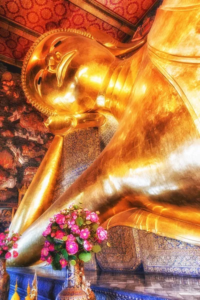 Fej Fekvő Buddha Wat Pho Bangkok Thaiföld — Stock Fotó