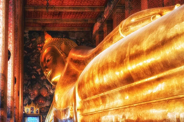 Fej Fekvő Buddha Wat Pho Bangkok Thaiföld — Stock Fotó