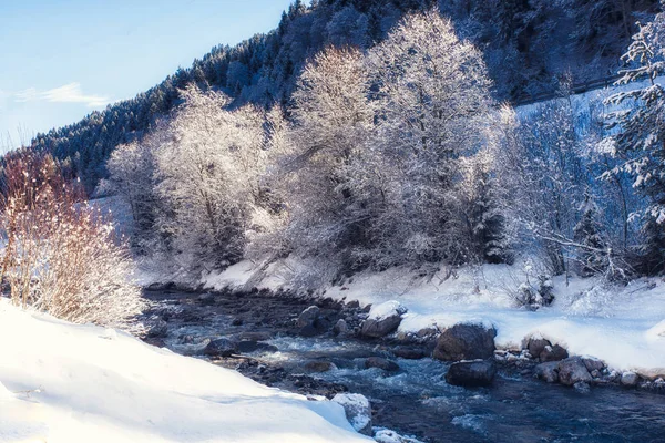 Natureza Cenas inverno paisagem rio . — Fotografia de Stock