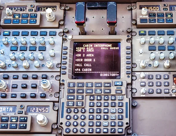 Commandes Communication Poste Pilotage Avion Ligne — Photo